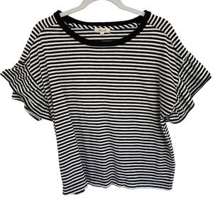 Madewell Ruffled Sleeve Tee Stripe Size L